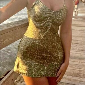 Zara Olive Patterned Mini Dress